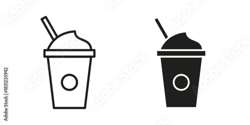 Frappuccino icon. vector symbol logo illustration line editable stroke flat design style isolated on white