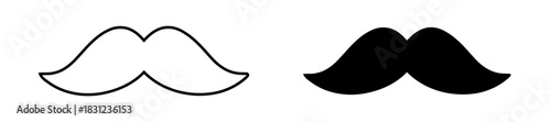 Graphic of mustache in black and white colors against a blank backdrop