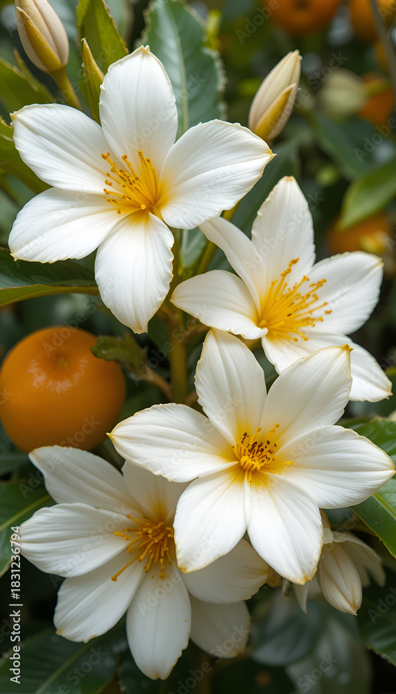 Fototapeta premium orange beautiful blossoming flowers background. Ai generated