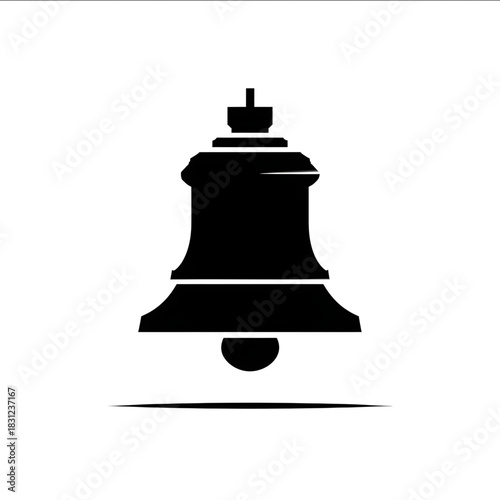 minimalistic liberty bell ringing minimalistic icon silhouette black on white background.