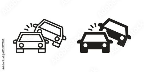 Overturned car icon. vector symbol logo illustration line editable stroke flat design style isolated on white