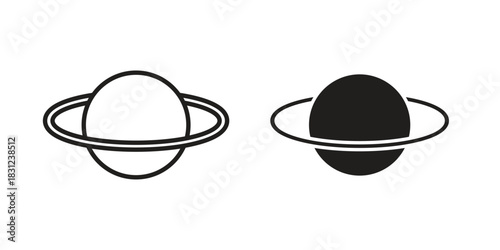 Planet saturn icon. vector symbol logo illustration line editable stroke flat design style isolated on white