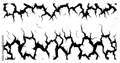 Cracked earth border frame, broken ground grunge texture vector illustration