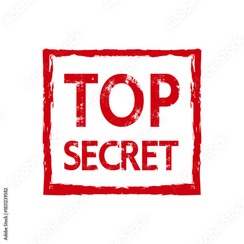 Top secret ink rubber stamp grunge effect. Emblem in retro style.