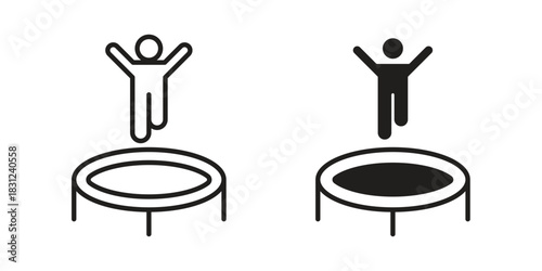 Trampolining icon. vector symbol logo illustration line editable stroke flat design style isolated on white