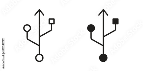 USB connection icon. vector symbol logo illustration line editable stroke flat design style isolated on white