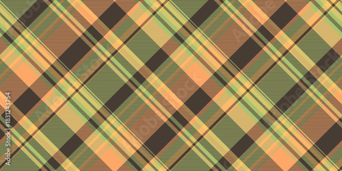 Decoration plaid vector texture, perfect textile fabric pattern. Sale background check seamless tartan in dark and lime colors.