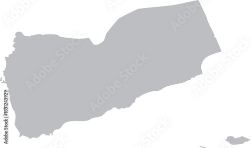 Yemen Map Grey Silhouette Editable Vector