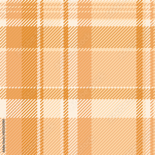 Beautiful texture vector pattern, bedding fabric tartan background. Female plaid seamless check textile in orange and sandy brown colors.