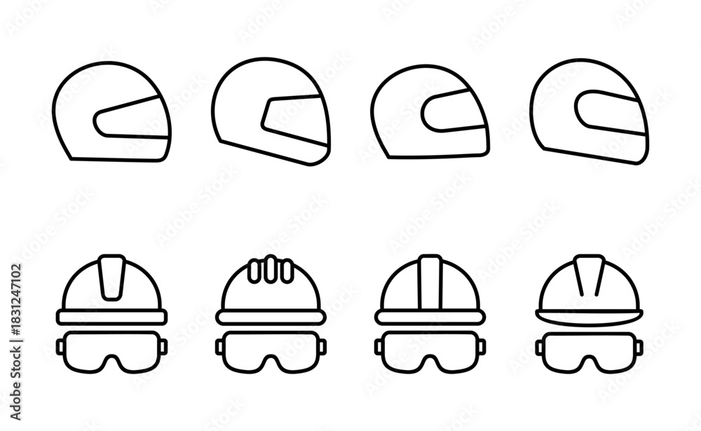 Fototapeta premium Helmet icon vector. Motorcycle helmet sign and symbol. Construction helmet icon. Safety helmet