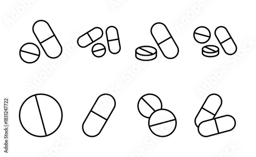 Pills icon vector. capsule icon. Drug sign and symbol