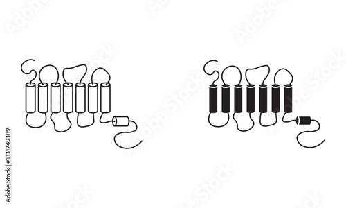 membrane topology of G protein coupled receptor icon vector