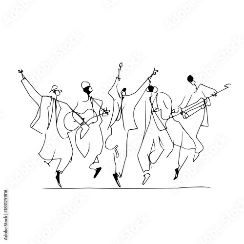 Witness the magic of music unfold: a captivating sketch of a band that strikes a chord with your soul tonight