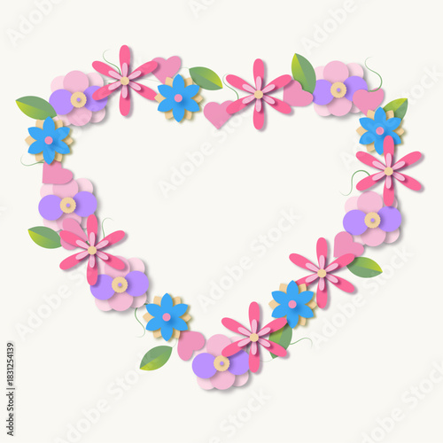 Happy Valentine's Day card on beige background with floral pattern [Converted].eps