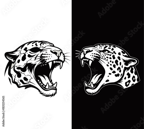 two head leopard roaring.ai