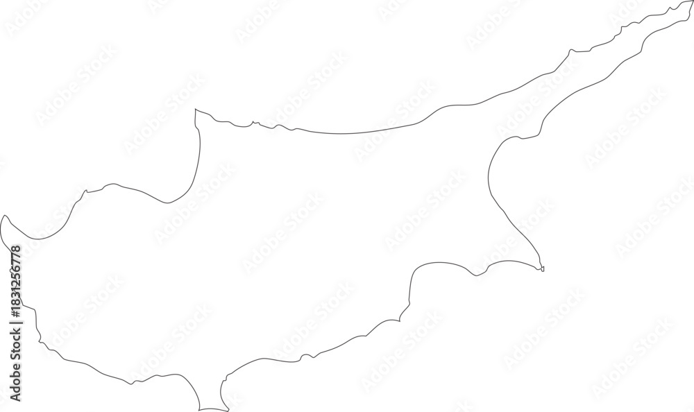 Obraz premium Cyprus Map Stroke Outline Stroke Transparent Editable Vector