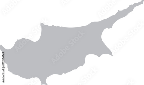Cyprus Map Grey Silhouette Editable Vector
