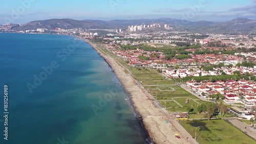 Wallpaper Mural Aerial view of long beach and cityscape, Turkiye. Torontodigital.ca
