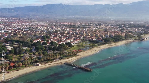 Wallpaper Mural Aerial view of Kusadasi coastline and pier, Turkiye. Torontodigital.ca