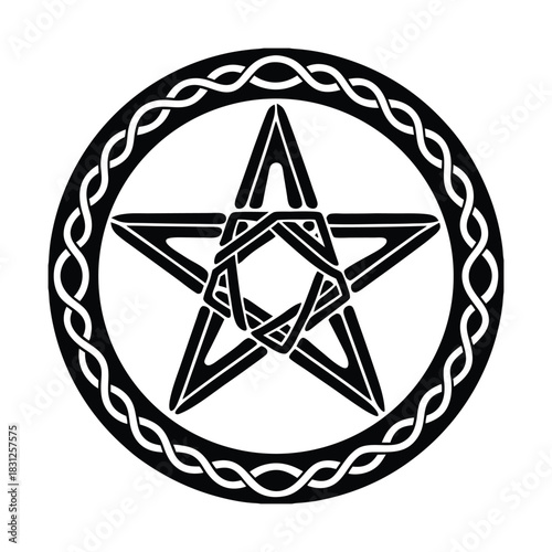 Witchcraft Pentacle Vector Icon with Celtic Knot