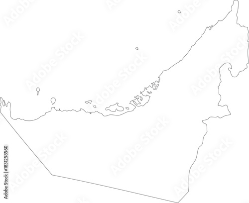 UAE Map Stroke Outline Stroke Transparent Editable Vector