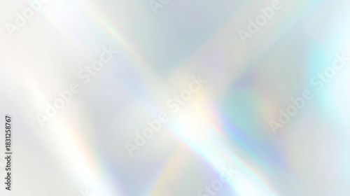虹色の光が差し込む抽象的で幻想的なホワイトパステル背景