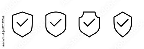 Shield check mark icon vector illustration. Protection approve sign. Insurance icon