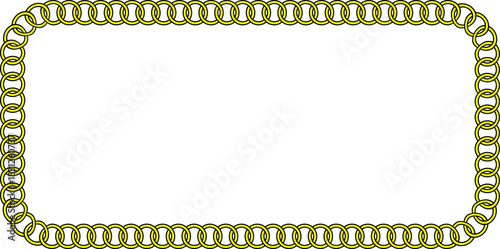 Vector gold chain rectangular frame border. Ideal for luxury, jewelry, connection, and decorative themes
