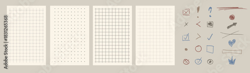 Hand-Drawn Crayon Doodle Elements for Journal Pages