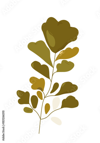 Aesthetic watercolor flower. Green bloom and blossom plant. Botany and floristry. Gardening and horticulture. Graphic element for website. Flat vector illustration