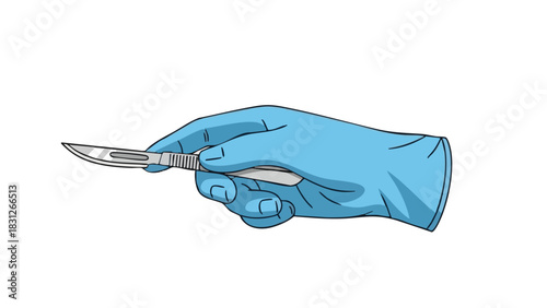 Gloved hand holding a scalpel in a medical context Concept of Medicine  