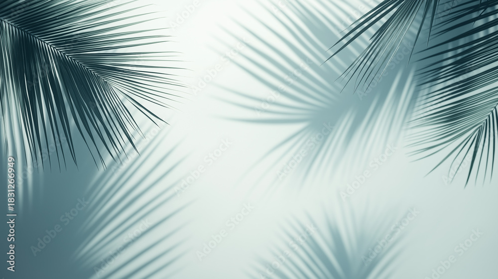 Obraz premium Palm leaves shadows on light wall background