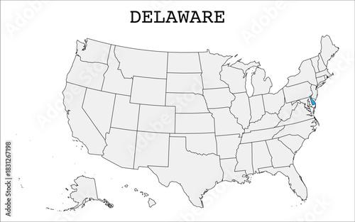 USA map with Delaware states highlight stock image, Vector Delaware states map