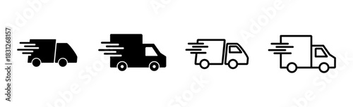 Fast shipping delivery truck icon set. Delivery truck icon. fast delivery icon