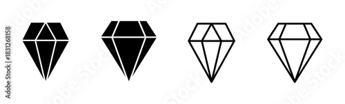 Diamond icon set. diamond gems vector icon.