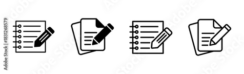 Note icon set. notepad icon vector. edit file. write icon