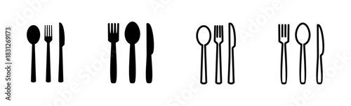 spoon and fork icon set. spoon, fork and knife icon vector. restaurant icon