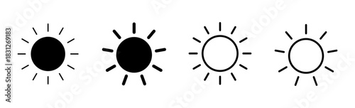 Sun icon set. Brightness Icon vector