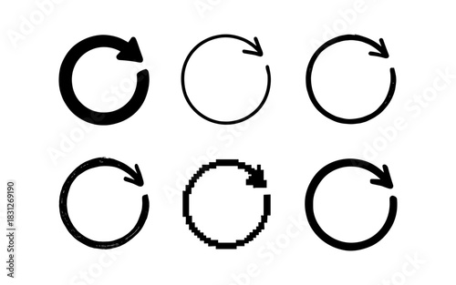 Diverse arrow circle designs in six unique styles