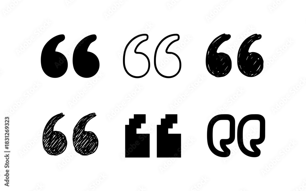 Fototapeta premium Diverse quotation marks set in various design styles