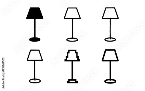 Modern minimalist lamp icons in various design styles