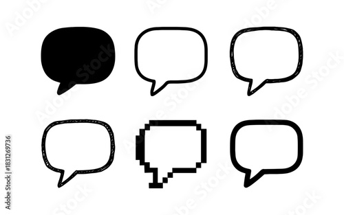 Diverse speech bubble designs in various styles for creative projects