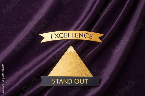 Golden Labels on Smooth Purple Background Highlighting Excellence