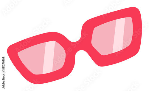 Red sunglasses sticker flat vector icon for summer fashion or travel holiday accessory