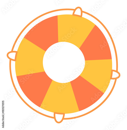Orange and yellow inflatable swim ring sticker for pool or beach safety and fun
