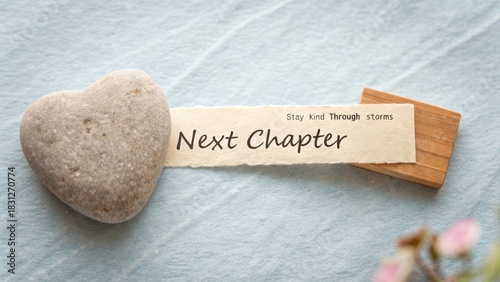 Stone Heart with Inspirational Message for New Beginnings