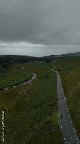 A flyover with a view of passing cyclists, Ireland