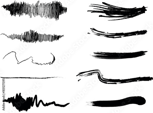 Black Watercolor Brush Marks Pack