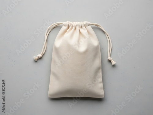 Elegant drawstring bag mockup presentation against a subtle background