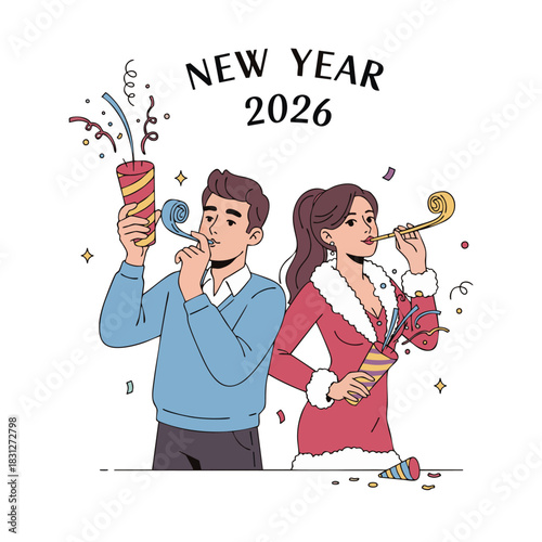 New year celebration party confetti 2026 festive joy fun